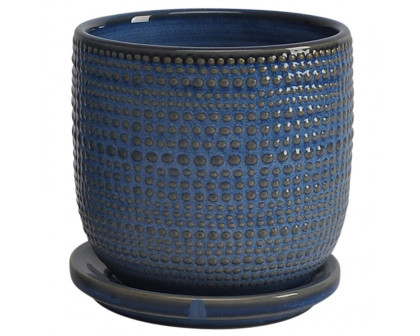 Sagebrook™ 5"/6" Ceramic Textured Planters With Saucer (Set Of 2) - Blue