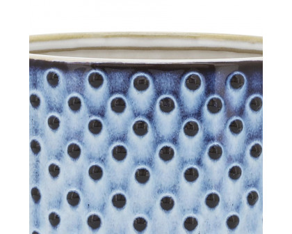 Sagebrook 6" Ceramic Dotted Planter With Saucer - Blue