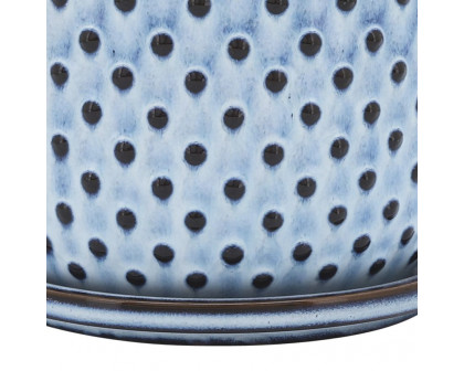 Sagebrook 6" Ceramic Dotted Planter With Saucer - Blue