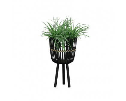 Sagebrook™ 11"/13"/15" Bamboo Footed Planters (Set Of 3) - Black