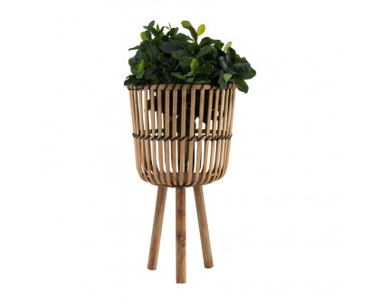 Sagebrook 11"/13"/15" Bamboo Footed Planters (Set Of 3) - Natural