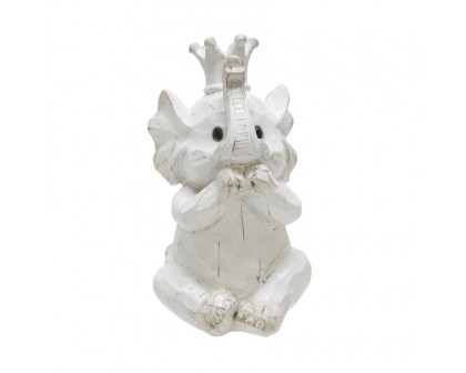 Sagebrook - Resin Hear No, See No Speak, No Elephants (Set Of 3) in White