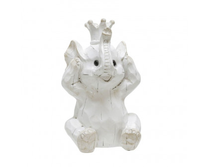 Sagebrook - Resin Hear No, See No Speak, No Elephants (Set Of 3) in White