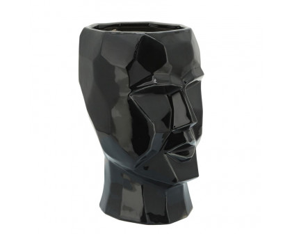 Sagebrook - 12" Ceramic Face Vase in Black