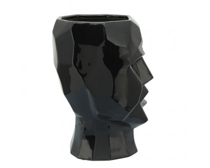 Sagebrook - 12" Ceramic Face Vase in Black