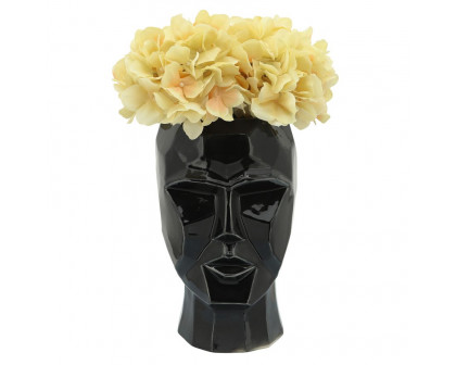 Sagebrook - 12" Ceramic Face Vase in Black