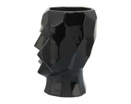 Sagebrook - 12" Ceramic Face Vase in Black