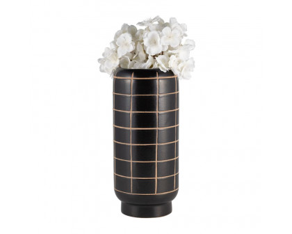 Sagebrook - 13" Ceramic Patterned Vase in Black