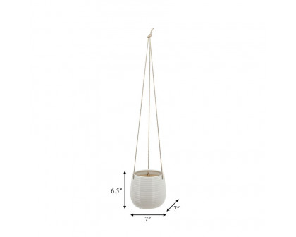 Sagebrook 6" Hanging Planter - White