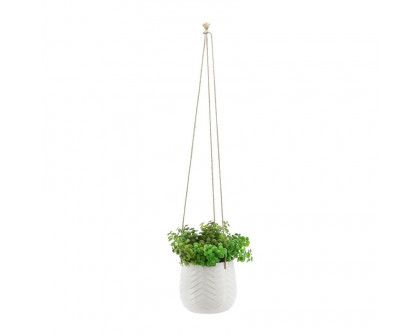 Sagebrook 6" Chevron Hanging Planter - White