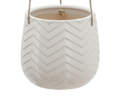 Sagebrook 6" Chevron Hanging Planter - White