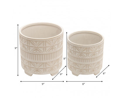 Sagebrook™ 8"/9" Ceramic Abstract Footed Planters (Set Of 2) - White