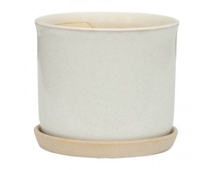 Sagebrook 6"/8" Ceramic Planters With Saucer (Set Of 2) - Beige