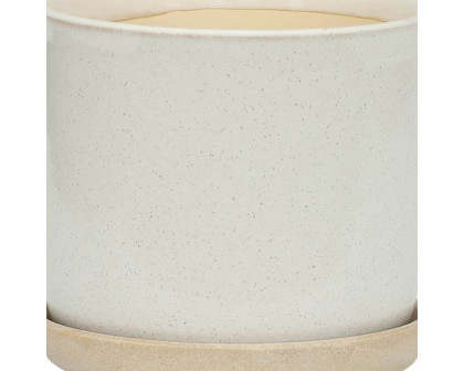 Sagebrook 6"/8" Ceramic Planters With Saucer (Set Of 2) - Beige