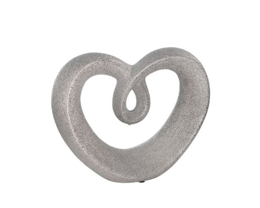 Sagebrook 8" Ceramic Beaded Heart Accent - Silver