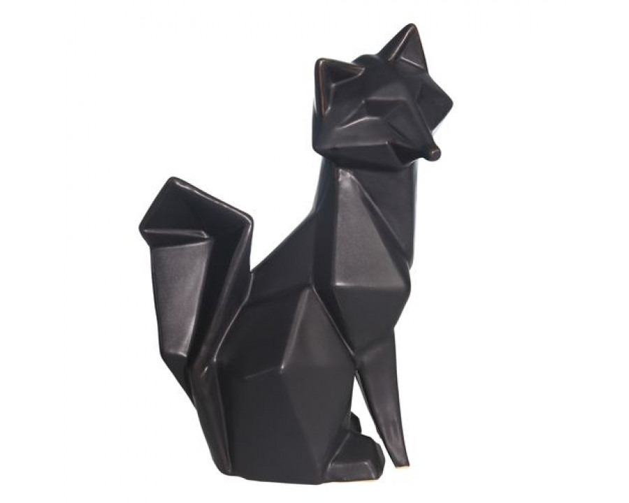 Sagebrook 10" Ceramic Modern Fox Figurine - Black