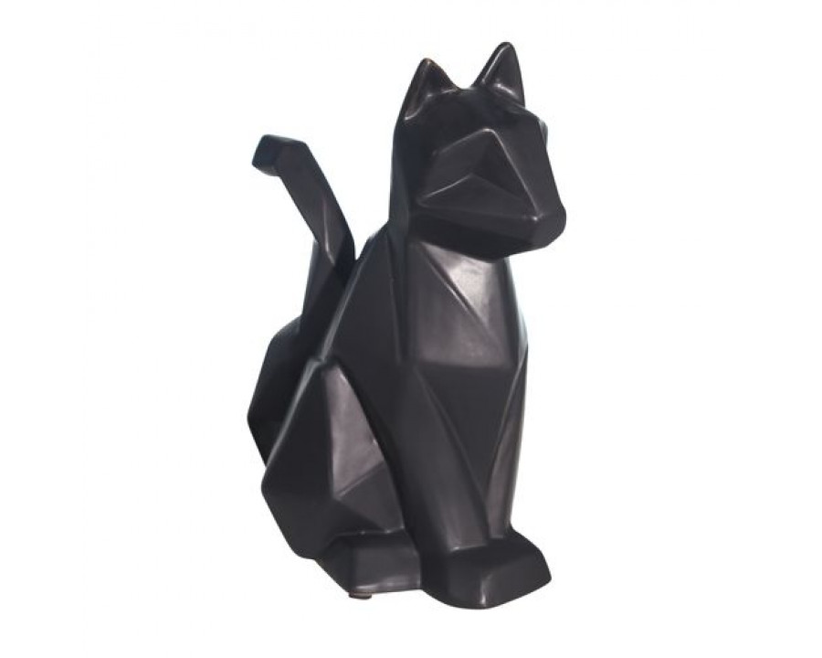 Sagebrook 10" Ceramic Modern Cat Figurine - Black