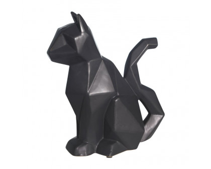 Sagebrook 10" Ceramic Modern Cat Figurine - Black