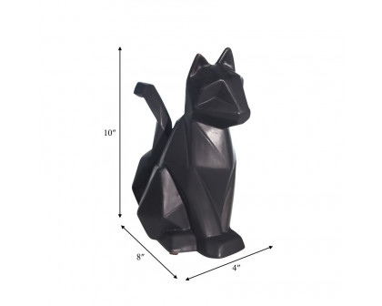 Sagebrook 10" Ceramic Modern Cat Figurine - Black