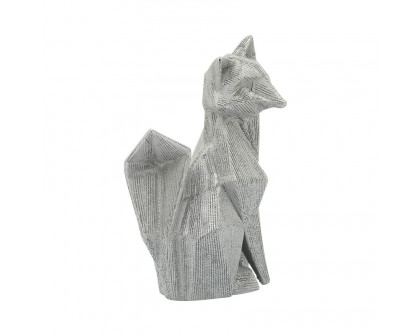 Sagebrook 10" Ceramic Beaded Fox Figurine - Silver