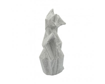 Sagebrook 10" Ceramic Beaded Fox Figurine - Silver