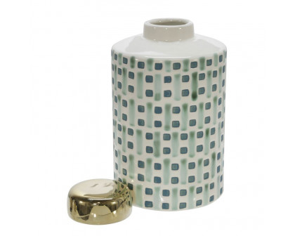 Sagebrook 9" Ceramic Jar With Gold Lid