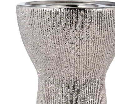 Sagebrook 12" Ceramic Bead Candle Holder - Silver