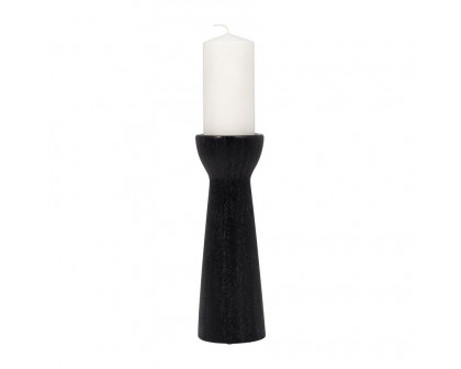 Sagebrook 12" Ceramic Bead Candle Holder - Black