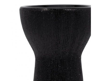 Sagebrook 12" Ceramic Bead Candle Holder - Black