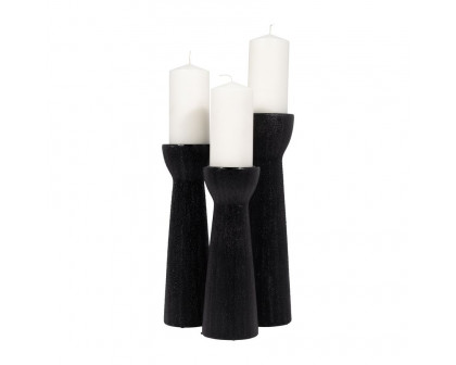 Sagebrook 12" Ceramic Bead Candle Holder - Black