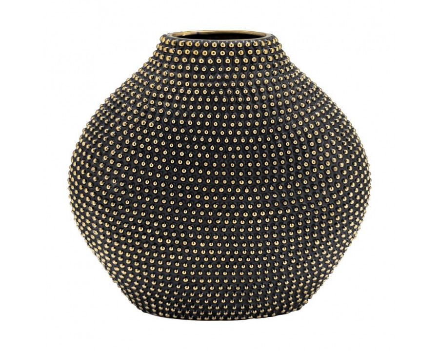 Sagebrook 16" Ceramic Beaded Vase - Black/Gold