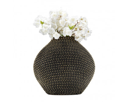 Sagebrook 16" Ceramic Beaded Vase - Black/Gold