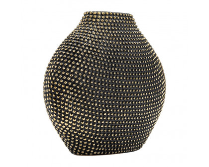 Sagebrook 16" Ceramic Beaded Vase - Black/Gold