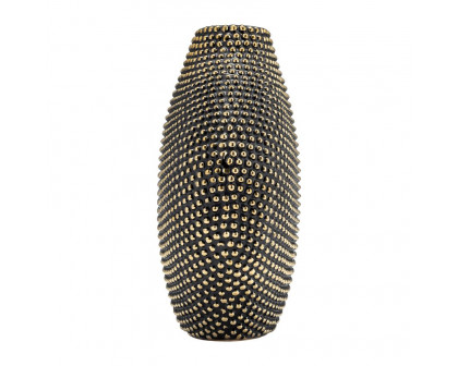 Sagebrook 16" Ceramic Beaded Vase - Black/Gold