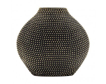 Sagebrook 16" Ceramic Beaded Vase - Black/Gold