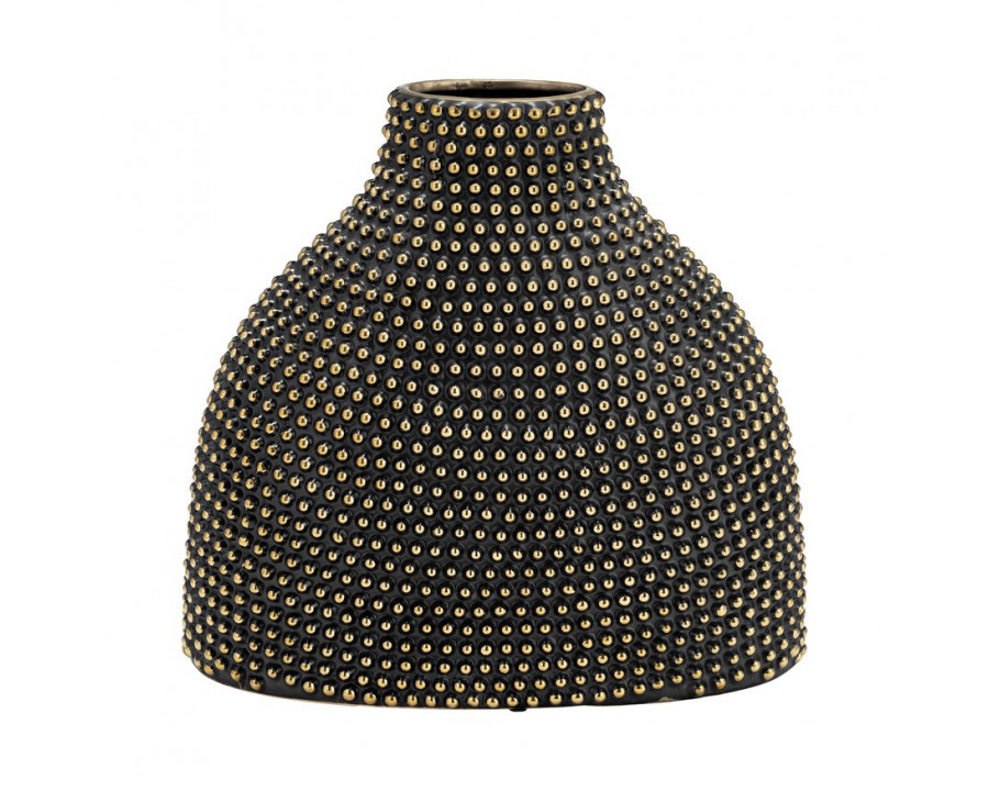 Sagebrook 14" Ceramic Beaded Vase - Black/Gold