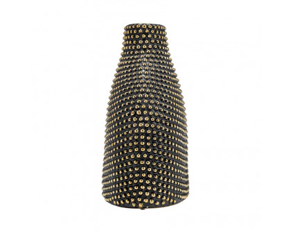 Sagebrook 14" Ceramic Beaded Vase - Black/Gold