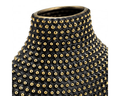 Sagebrook 14" Ceramic Beaded Vase - Black/Gold