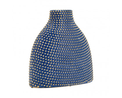 Sagebrook 14" Ceramic Beaded Vase - Navy/Gold