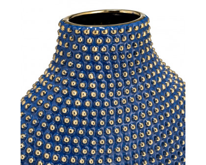 Sagebrook 14" Ceramic Beaded Vase - Navy/Gold