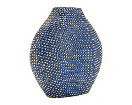 Sagebrook 16" Ceramic Beaded Vase - Navy/Gold