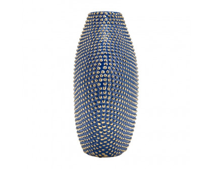 Sagebrook 16" Ceramic Beaded Vase - Navy/Gold