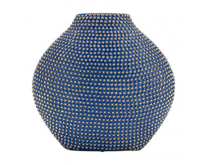 Sagebrook 16" Ceramic Beaded Vase - Navy/Gold