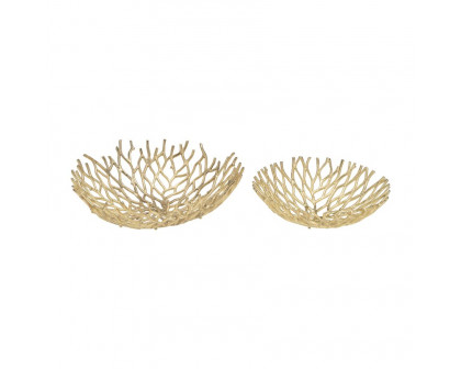 Sagebrook - 13"/17" Aluminum Branch Bowls (Set Of 2) in Gold