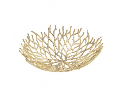 Sagebrook - 13"/17" Aluminum Branch Bowls (Set Of 2) in Gold