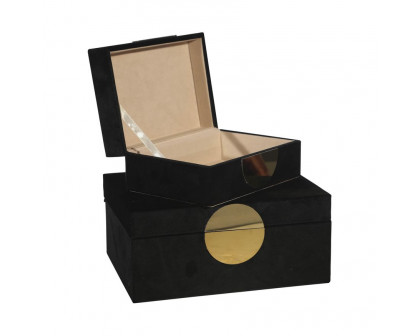 Sagebrook Velveteen Jewelry Box (Set Of 2) - Black/Gold