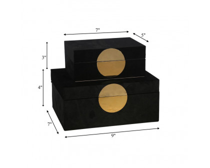 Sagebrook Velveteen Jewelry Box (Set Of 2) - Black/Gold