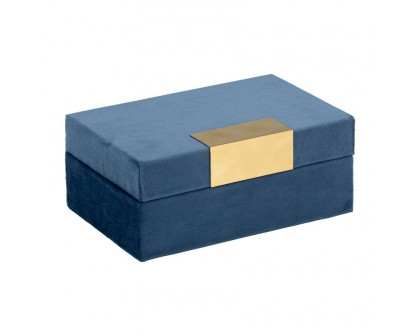 Sagebrook Velveteen Jewelry Box (Set Of 2) - Navy/Gold