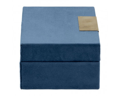 Sagebrook Velveteen Jewelry Box (Set Of 2) - Navy/Gold