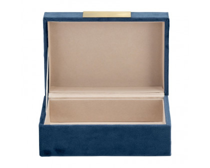 Sagebrook Velveteen Jewelry Box (Set Of 2) - Navy/Gold